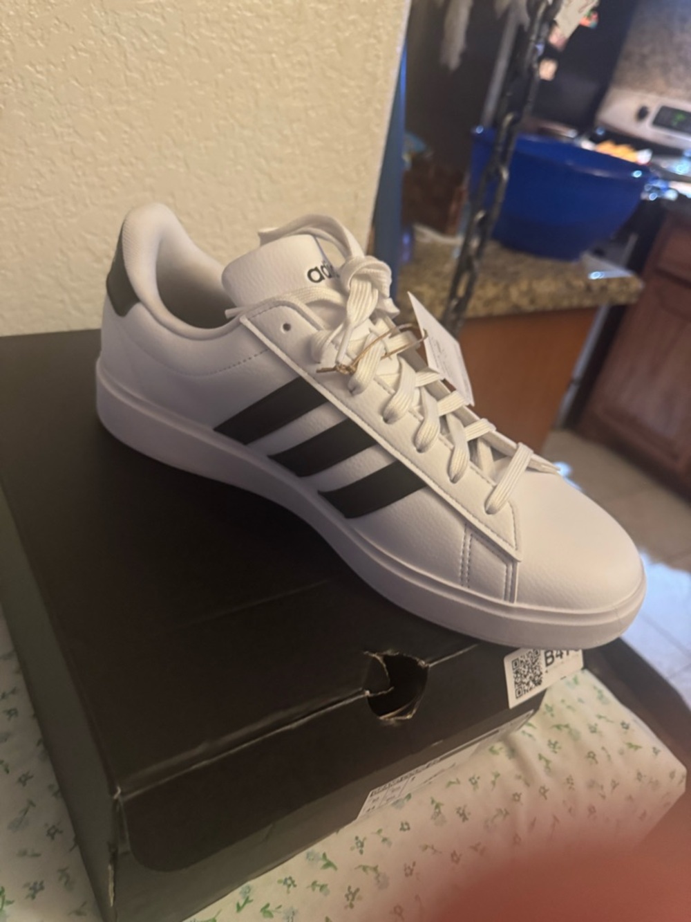 adidas White Sneakers with Black Three-Stripes